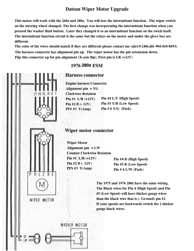 Datsun 1976 280z wiring diagram for Wiper motor conversion page 3/4 240z Life
