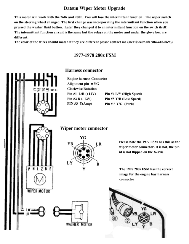 Datsun 1977 280z 1978 280z wiring diagram Wiper motor conversion 280z page 4/4 240z Life