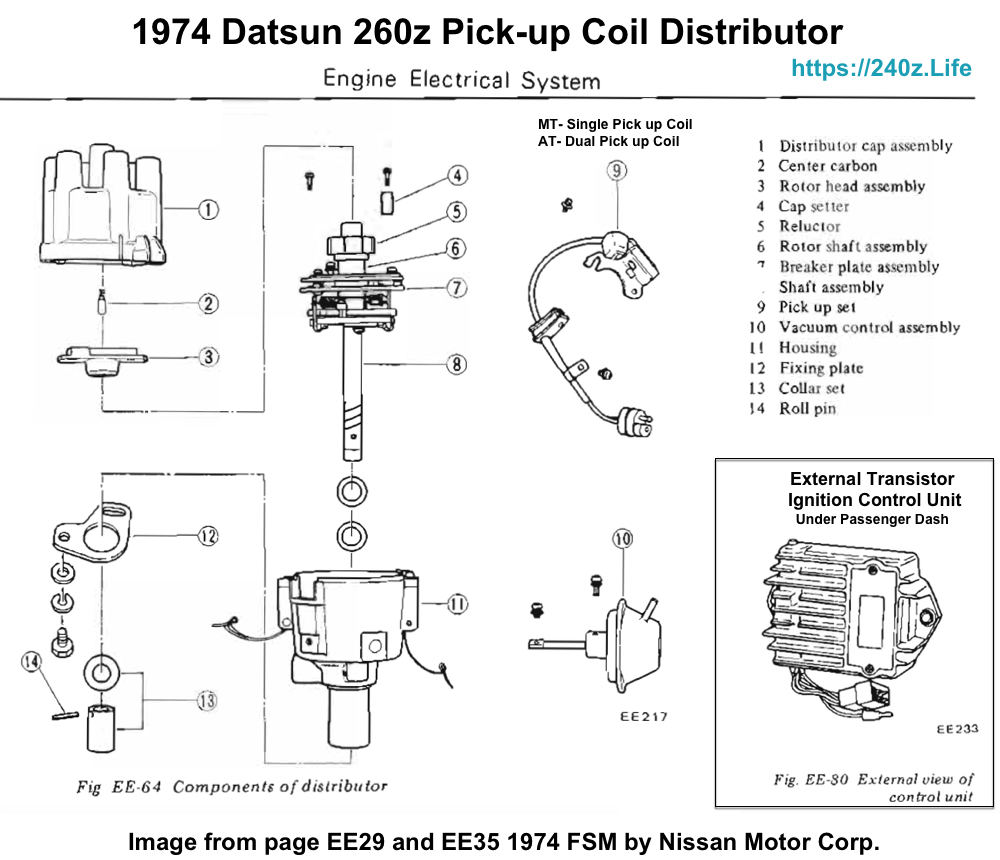 1974 Datsun 260z Pick Up Coil Distributor