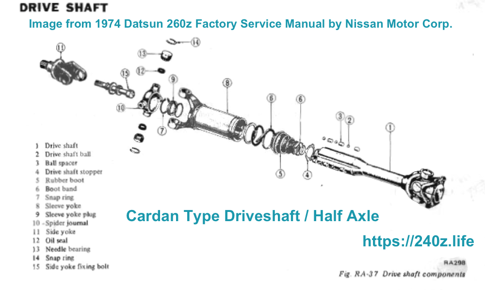 1974 Datsun 260z Half Axels from Datsun 260z FSm by Nissan Motor Corp